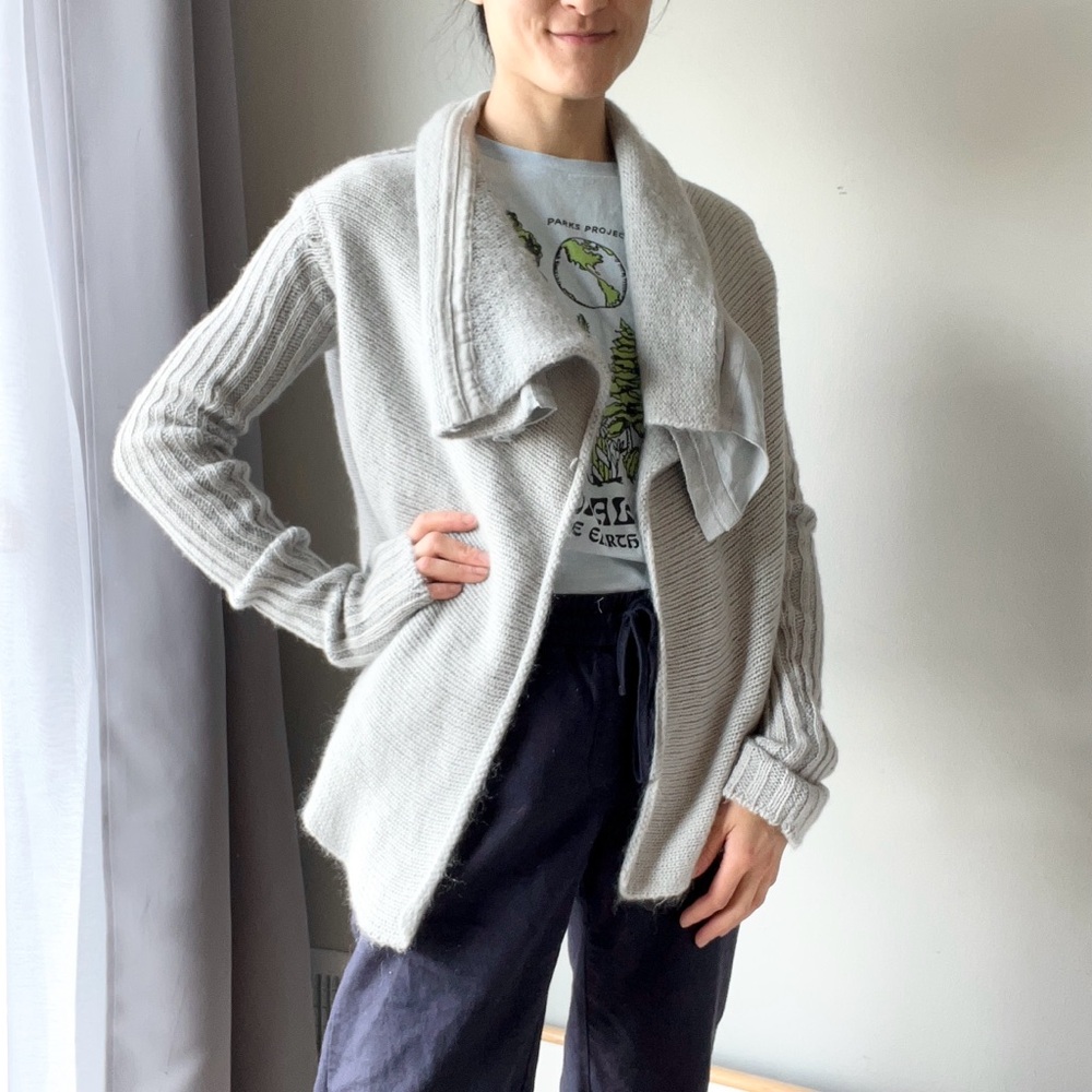 Rick Owens open front waterfall knit wool cardigan